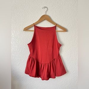 Urban outfitters red tank with ruffled hem
